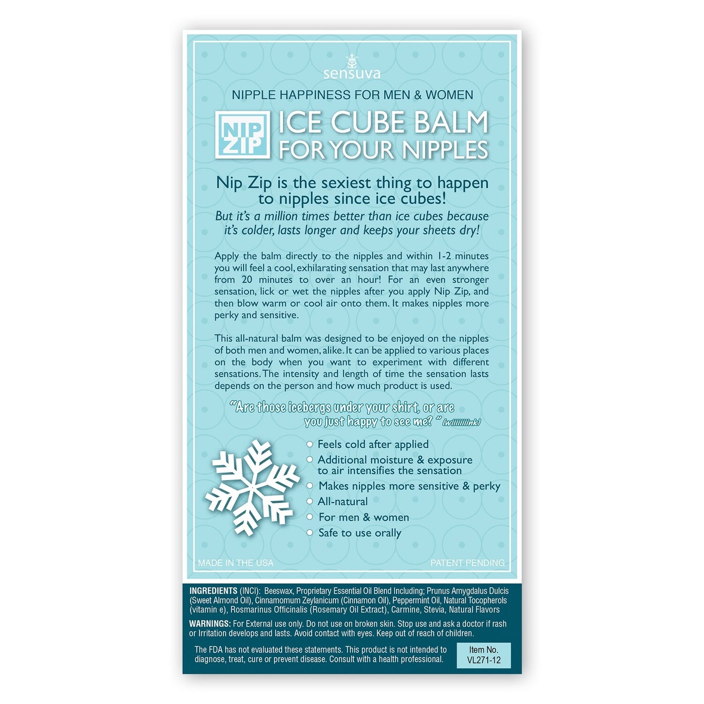 SENSUVA Nip Zip Chocolate Mint – cooling nipple balm in tube – UK discreet delivery