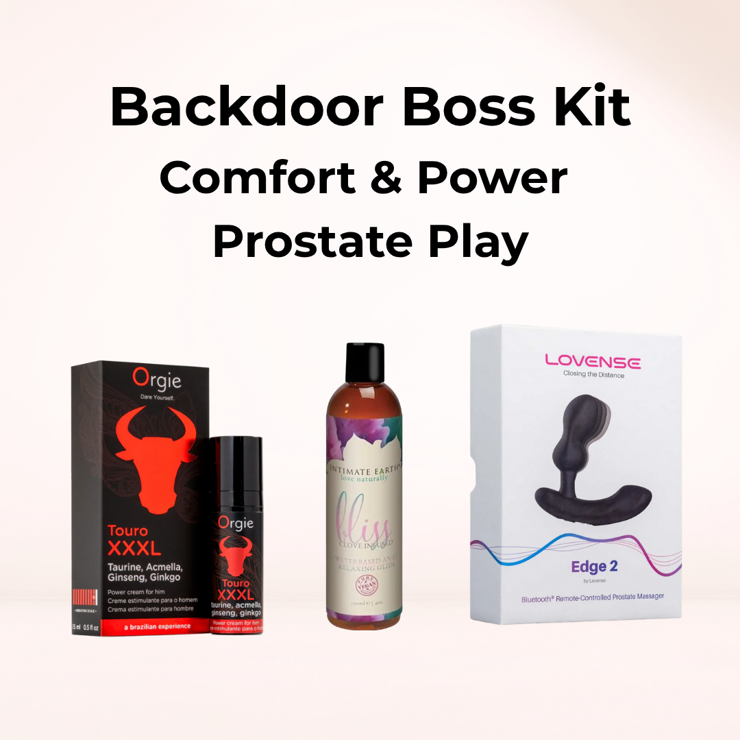 Backdoor Boss Kit – prostate massager, anal glide and power cream bundle – discreet UK delivery