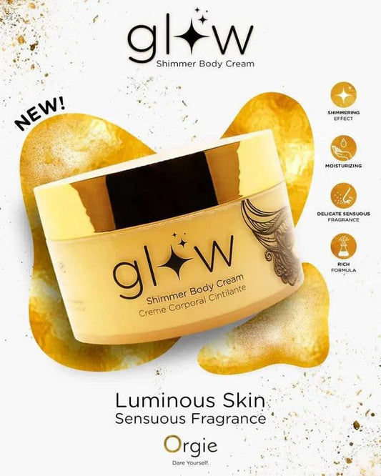 Orgie Glow Shimmer Body Cream – golden sparkle body moisturiser – UK discreet delivery