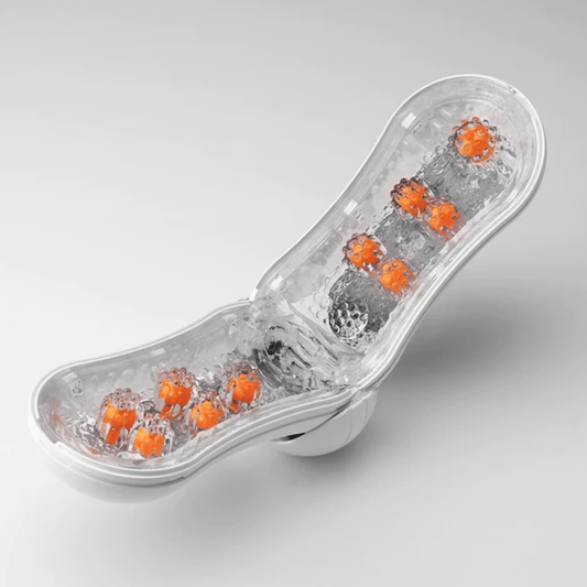 TENGA Flip ORB Orange Crash – reusable male masturbator with pulsing beads – UK discreet delivery