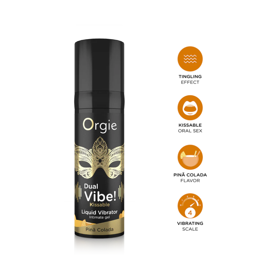 Orgie Dual Vibe Piña Colada – tropical flavoured clitoral gel and lubricant – discreetly delivered in the UK