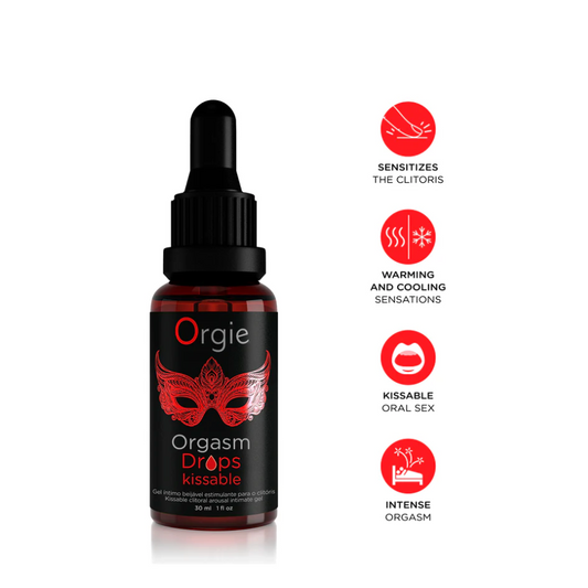 Orgie Orgasm Drops Kissable – flavoured clitoral arousal drops for oral pleasure – UK discreet shipping available