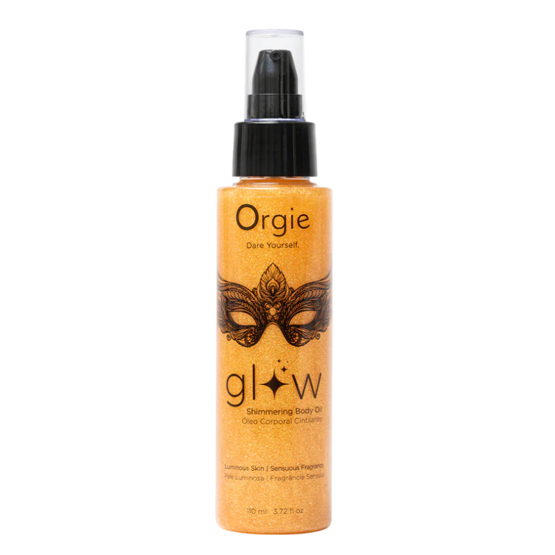 Orgie Glow Shimmering Body Oil – golden glitter body oil for radiant skin – UK discreet shipping and same-day despatch