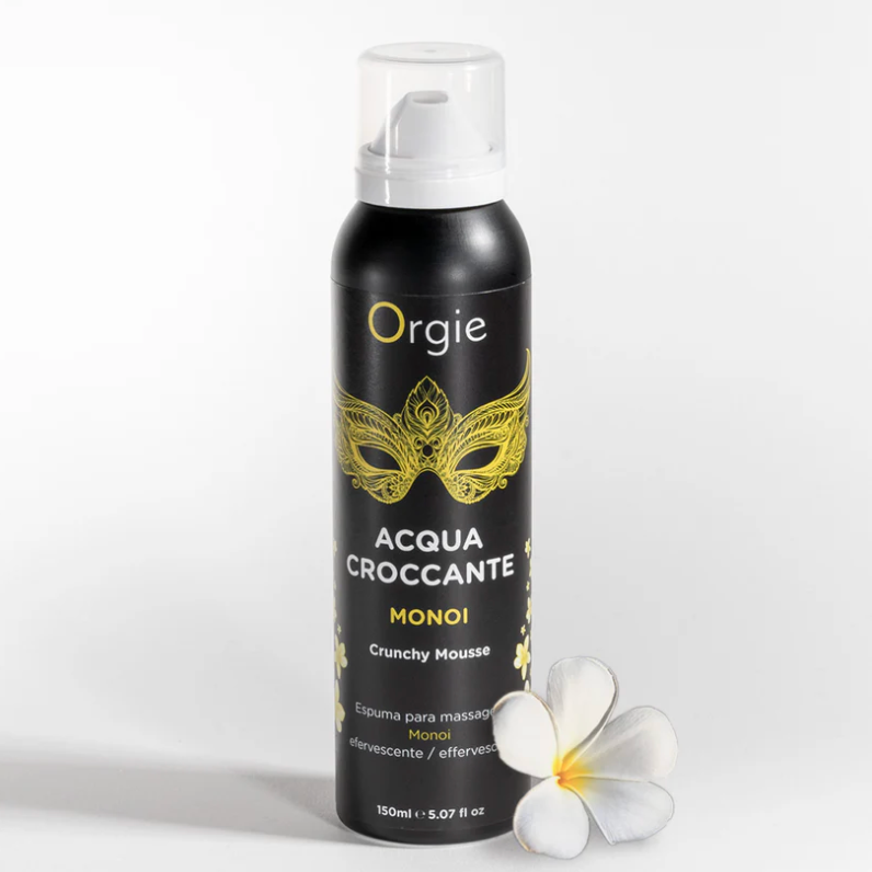 Orgie Acqua Croccante Monoi – fizzy crackling body mousse with Monoi scent, tropical skincare treat – UK discreet shipping