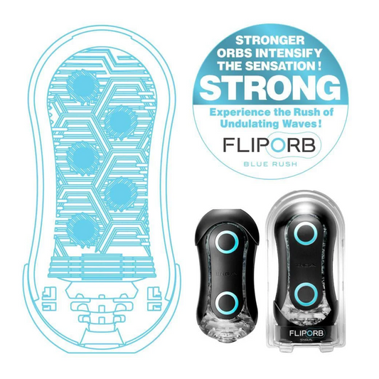 TENGA FLIP ORB STRONG Blue Rush – intense male masturbator – reusable – UK discreet delivery