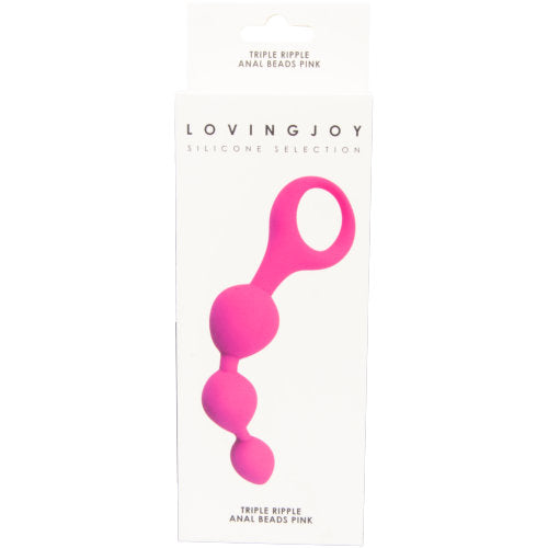 Loving Joy pink triple ripple anal beads – soft beginner-friendly anal toy – discreet UK shipping