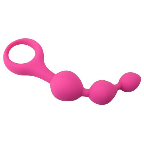 Loving Joy pink triple ripple anal beads – soft beginner-friendly anal toy – discreet UK shipping