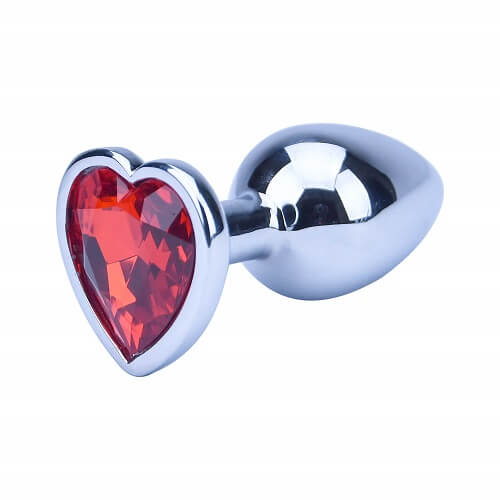 Precious Metals silver heart-shaped butt plug – beginner anal toy with jewel base – UK discreet delivery