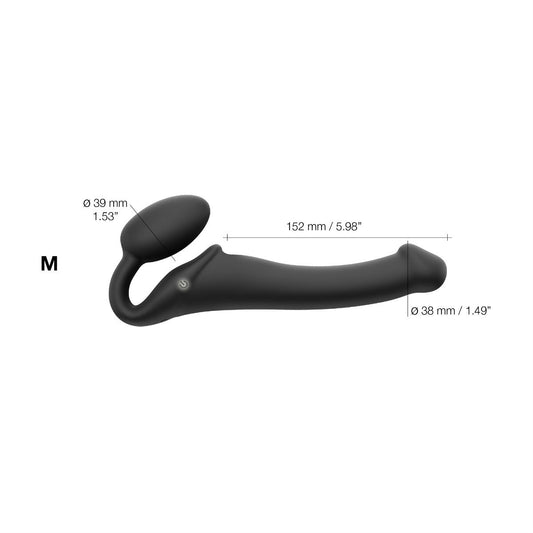 Strap-On Me vibrating bendable strap-on – medium black wearable toy for couples – discreet UK delivery