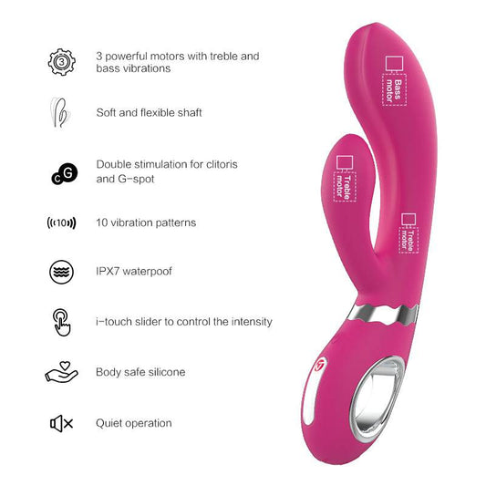 Nomi Tang Wild Rabbit 2 – hot pink dual vibrator – G-spot and clitoral stimulation – UK discreet shipping