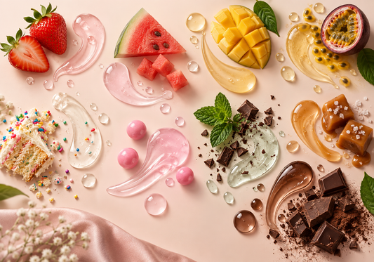 Flavoured water-based lubricant guide with fruit-inspired gel textures