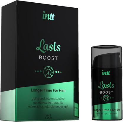 INTT Lasts Prolong & Delay Gel 15ml, premium male endurance gel for stamina and sensitivity control.
