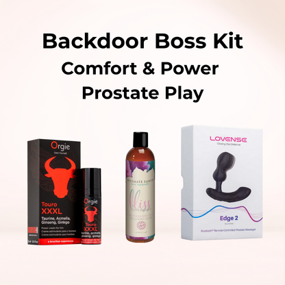 Backdoor Boss Kit – prostate massager, anal glide and power cream bundle – discreet UK delivery