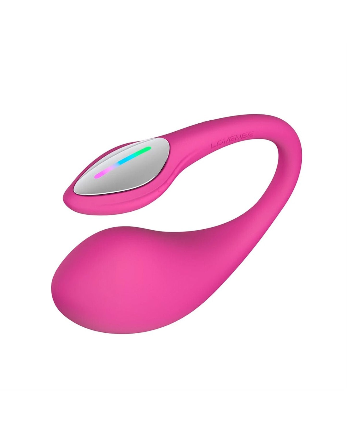 Rose-pink Lovense Lush 4 wearable G-spot egg vibrator with curved body and LED tail