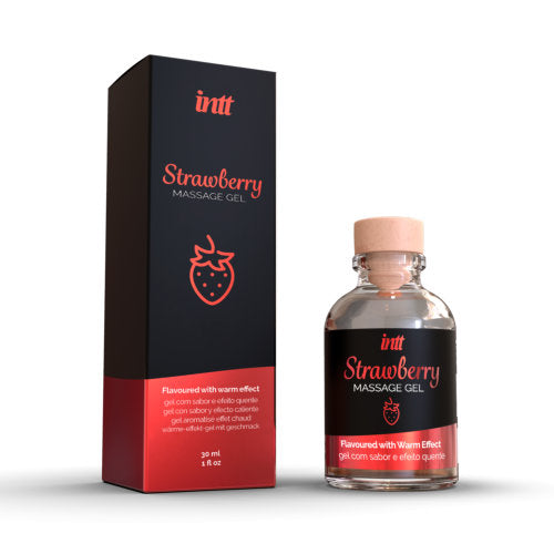 INTT Strawberry Flavour Massage Gel – 100ml kissable warming body gel for couples – UK discreet delivery