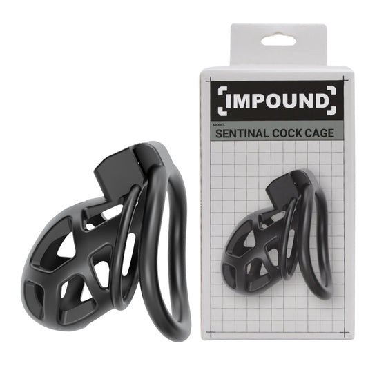 IMPOUND Sentinal Cock Cage – stainless steel chastity device with lock for male chastity play – UK discreet delivery