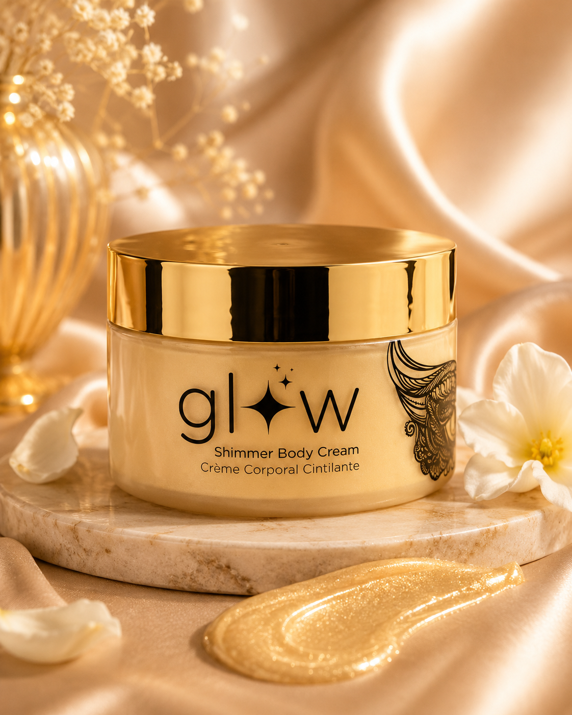 Orgie Glow Shimmer Body Cream 250ml luxury hydrating gold micro-shimmer lotion - AlwaysUnder UK