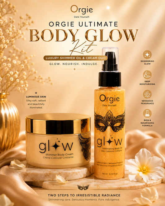 Orgie Ultimate Body Glow Kit containing luxury shimmer oil and body cream - AlwaysUnder UK
