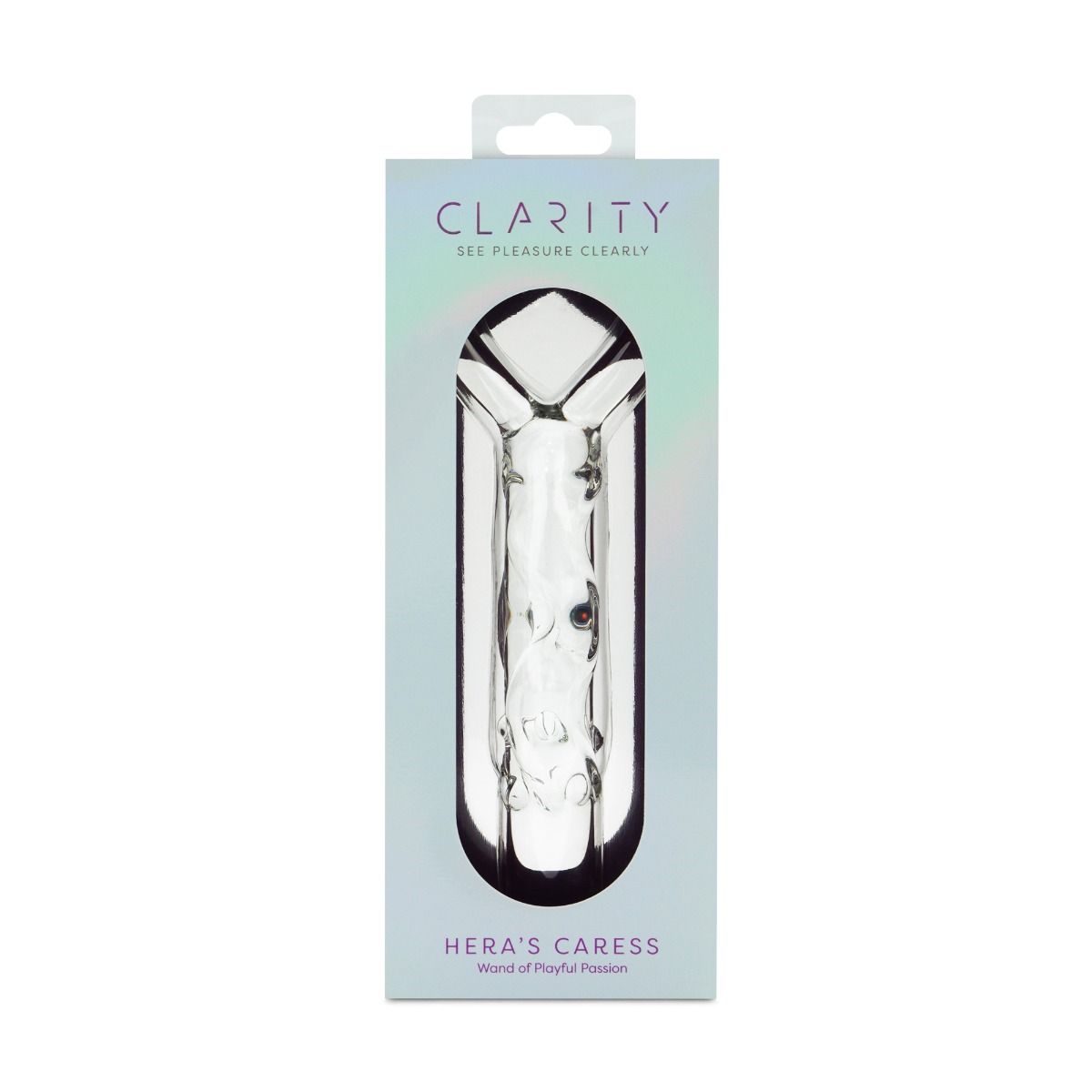 Clarity Hera’s Caress Glass Dildo – dual-ended glass wand for G-spot and temperature play – UK discreet delivery