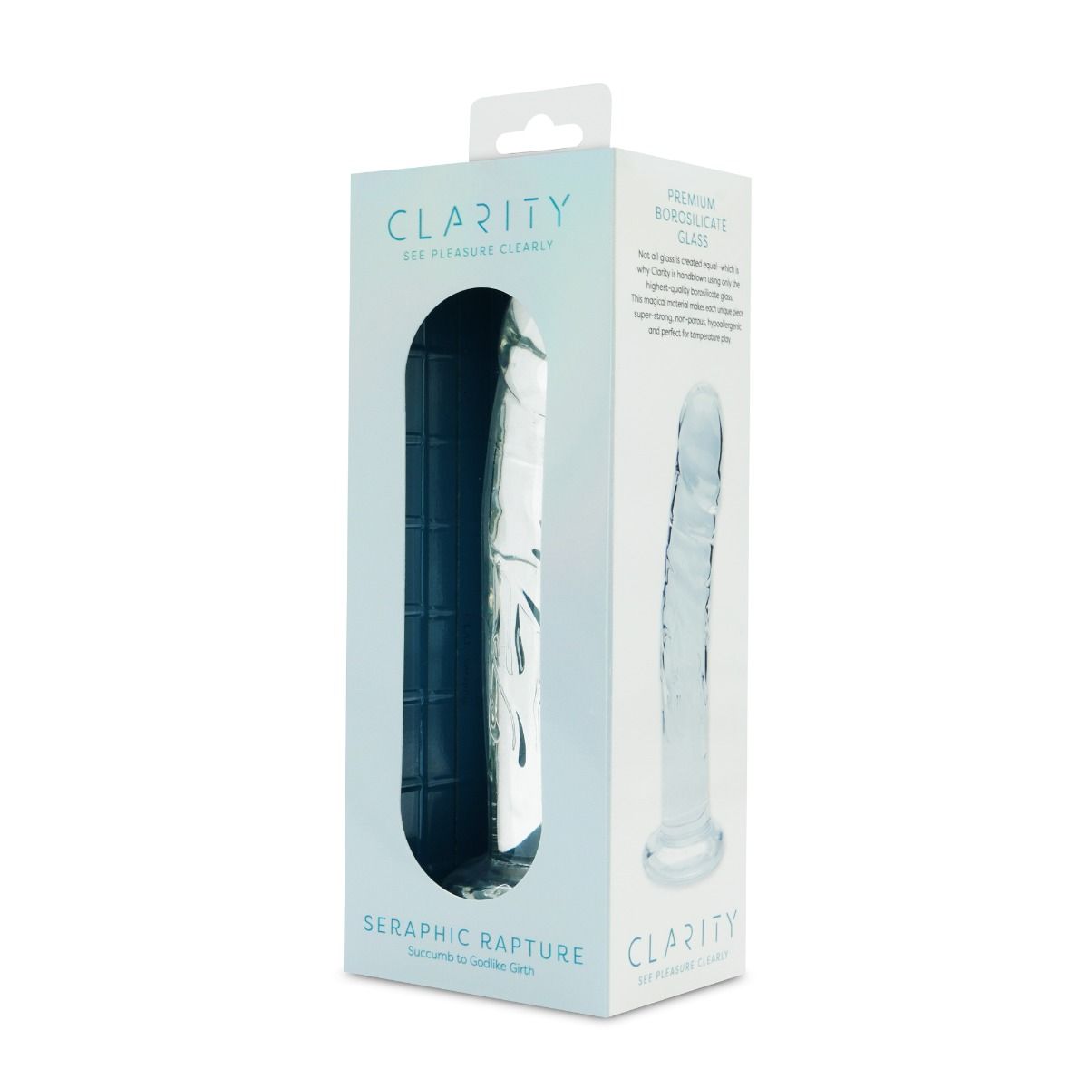 Clarity Seraphic Rapture Glass Dildo – dual-ended textured glass wand for G-spot play – UK discreet delivery