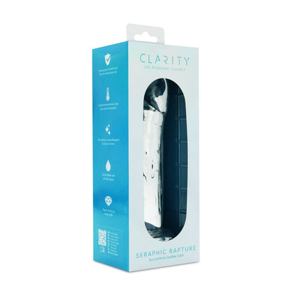 Clarity Seraphic Rapture Glass Dildo – dual-ended textured glass wand for G-spot play – UK discreet delivery