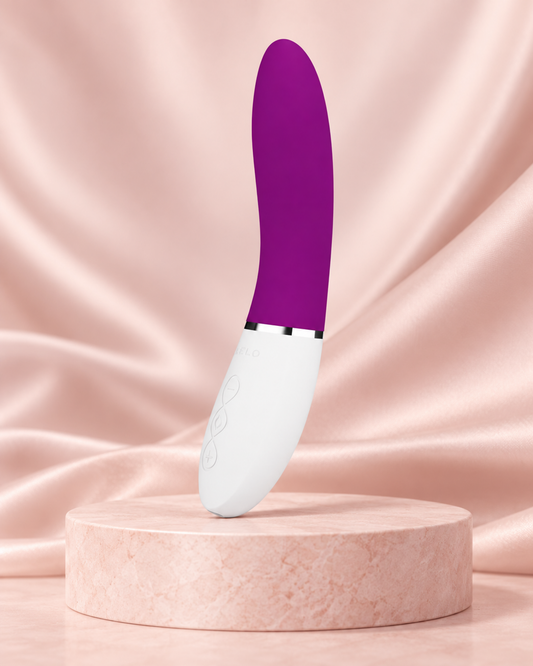 LELO LIV 3 Deep Rose vibrator on a blush-pink studio set
