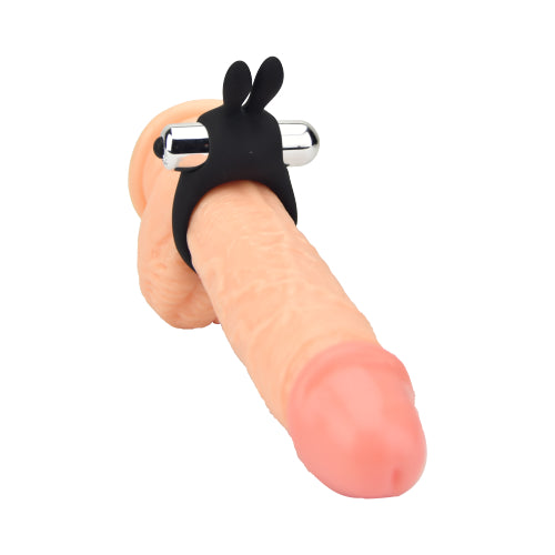 JoyRings Silicone Rabbit Vibrating Cock Ring – stretchy silicone ring with vibrating bunny ears for couples – UK discreet delivery