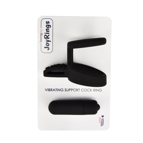 JoyRings Vibrating Support Cock Ring – stretchy silicone ring with bullet vibrator for couples – UK discreet delivery
