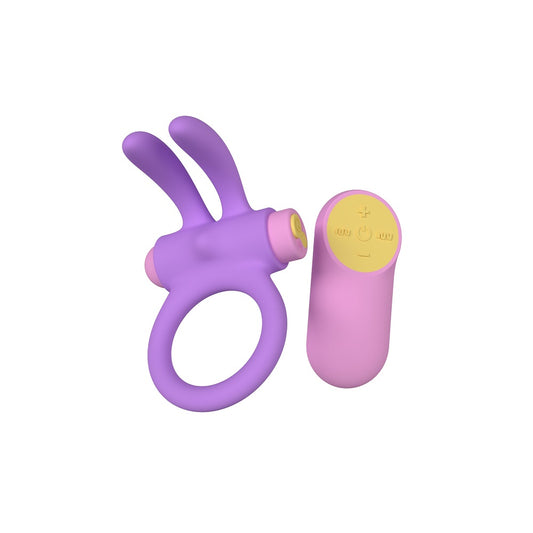Party Color RINY Remote Rabbit Cock Ring – purple vibrating couples toy – discreet UK delivery