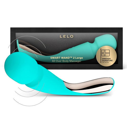 LELO Smart Wand 2 Large Aqua – luxury rechargeable wand massager for body and intimate play – UK discreet delivery